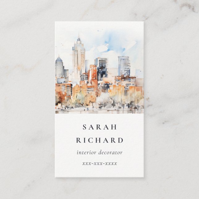 Elegante Chic Denver Colorado Wasserfarbe Visitenkarte (Vorderseite)