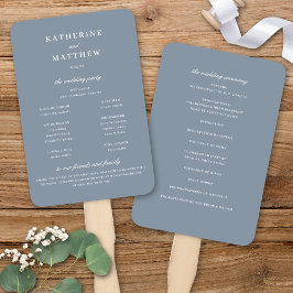 Elegante Chic Dusty Blue Wedding Ceremony Programm Fächer