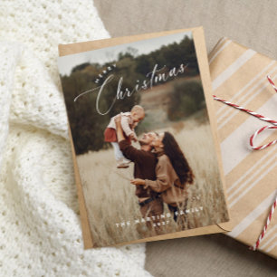 Elegante Chic Frohe Weihnachts-Foto-Weihnachtskart Feiertagskarte