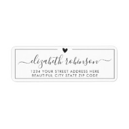 Elegante Chic Girly Script Herzadresse Label