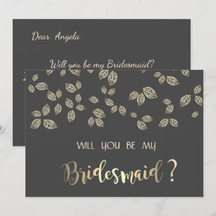 Elegante Chic Gold Blätter Bridesmaid Card Einladung