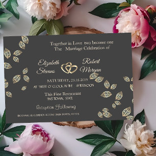 Elegante Chic Gold Blätter Einladung Hochzeit