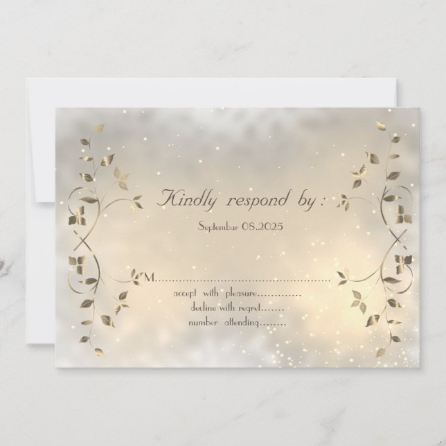 Elegante Chic Gold Blätter RSVP Card Einladung (Vorderseite)
