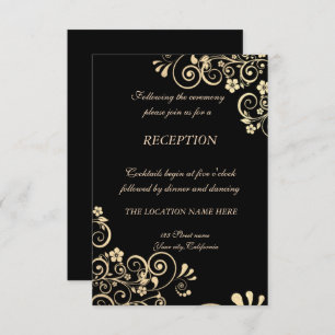 Elegante Chic Gold Blume Hochzeitsempfang Einladung