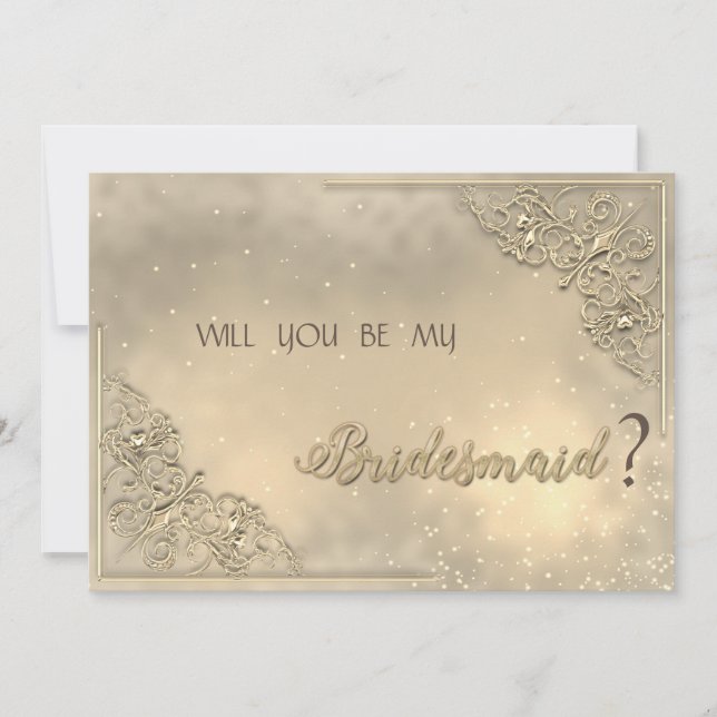 Elegante Chic Gold Bridesmaid Card Einladung (Vorderseite)