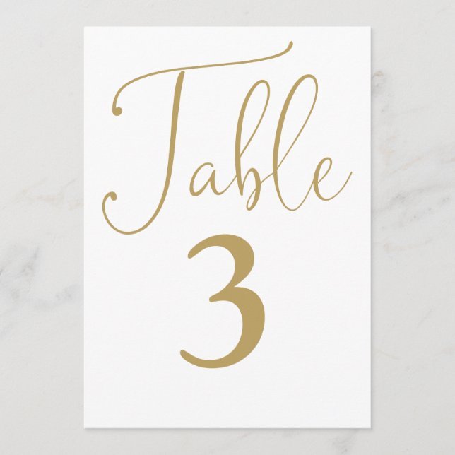 Elegante Chic Gold Einfache große Tischnummer (Vorderseite)