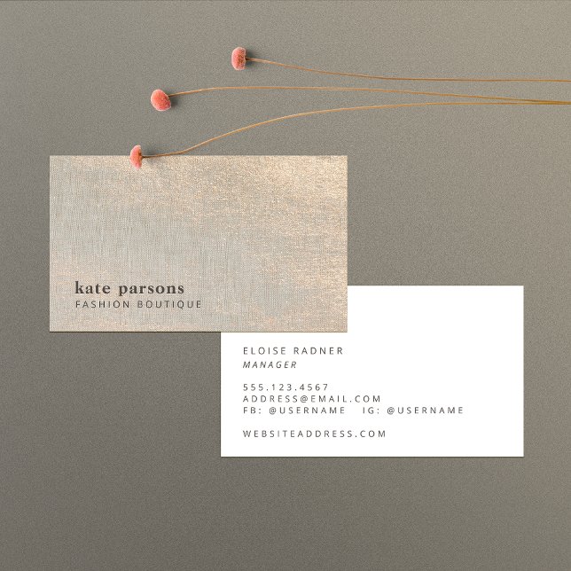 Elegante Chic Gold Glitzer Linen Business Card Visitenkarte (Von Creator hochgeladen)