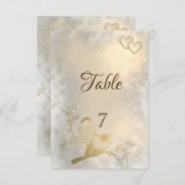 Elegante Chic Gold Hearts, Birds Table Card Einladung