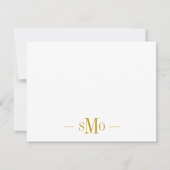 Elegante Chic Gold Monogram 3 Initials Mitteilungskarte (Vorderseite)