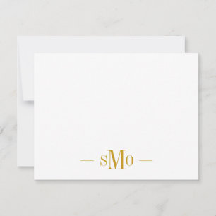 Elegante Chic Gold Monogram 3 Initials Mitteilungskarte
