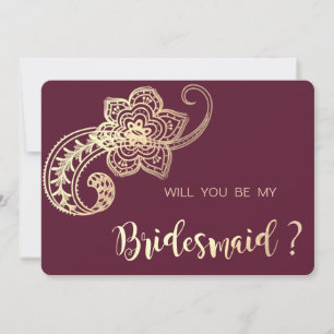 Elegante Chic Gold Paisley Bridesmaid Card Einladung