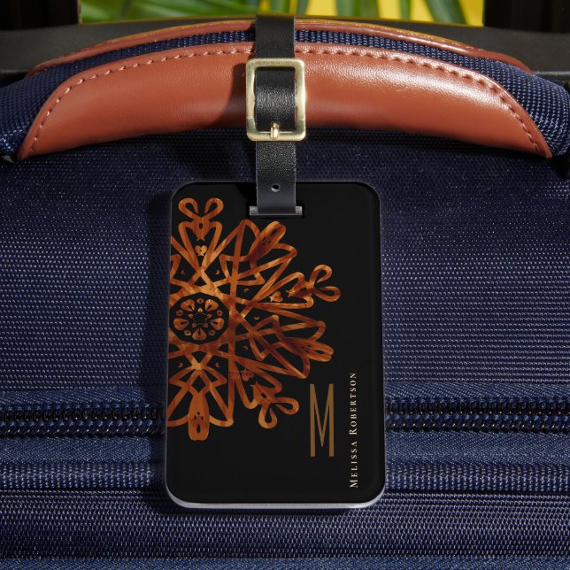 Elegante Chic Gold Verziert Mit Monogramm Gepäckanhänger (Vorderseite Insitu 2)