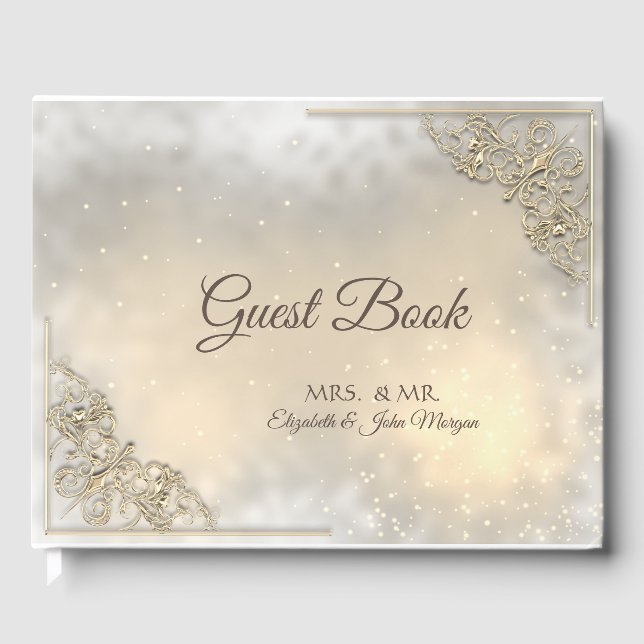 Elegante Chic Gold Wedding Gästebuch (Vorderseite)