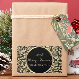 Elegante Chic Gold Wirbel Jubiläum Rechteckiger Aufkleber