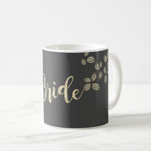 Elegante Chic Goldene Blätter, Braut Kaffeetasse