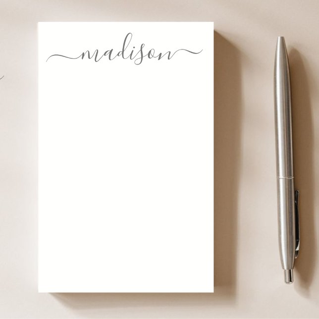 Elegante chic Gray Calligraphy Script Name Teacher Post-it Klebezettel (Von Creator hochgeladen)