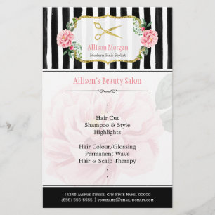 Elegante Chic Hair Stylist Gold Scheren Streifen Flyer