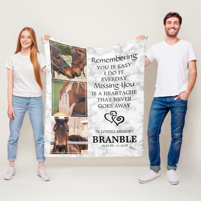 Elegante Chic Horse Memorial Foto Collage Fleecedecke (Beispiel)