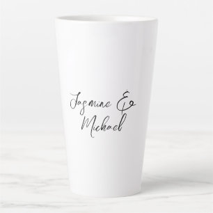 Elegante Chic Kalligrafie Namen Hochzeiten Milchtasse