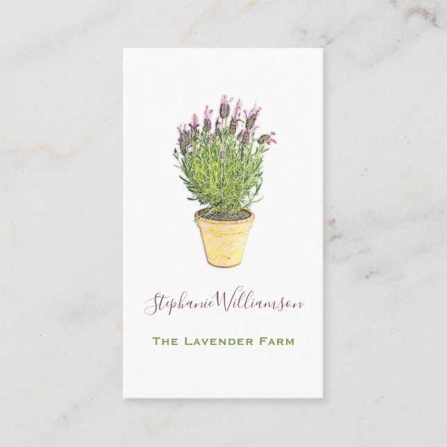 Elegante Chic Lavender Blume Farm Visitenkarte (Vorderseite)