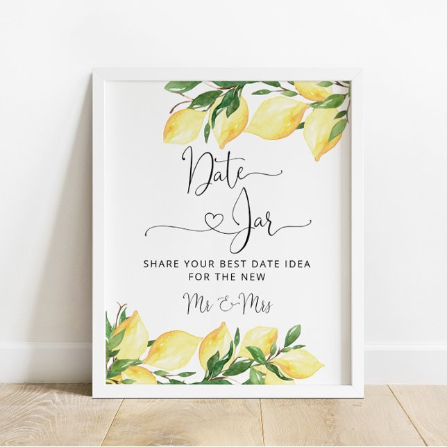 Elegante Chic Lemon Date Jar Brautparty Poster (Von Creator hochgeladen)