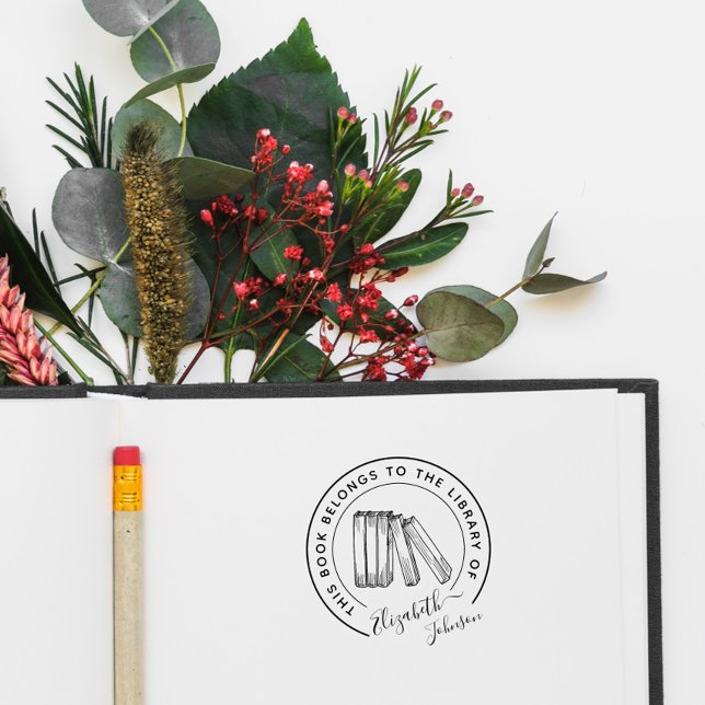 Elegante Chic Library Stilvolle Individuelle Name  Permastempel (Von Creator hochgeladen)