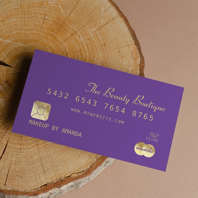 Elegante Chic Lila Gold Luxury Kreditkarte Visitenkarte (Elegant Chic Purple Gold Luxury Credit Card)