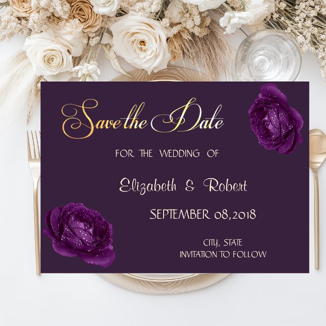 Elegante Chic Lila Rose Save the Date (Von Creator hochgeladen)