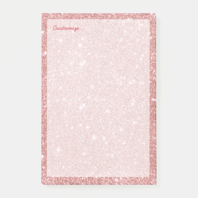 Elegante Chic Luxury Imitate Glitzer Rose Gold Post-it Klebezettel (Vorderseite)