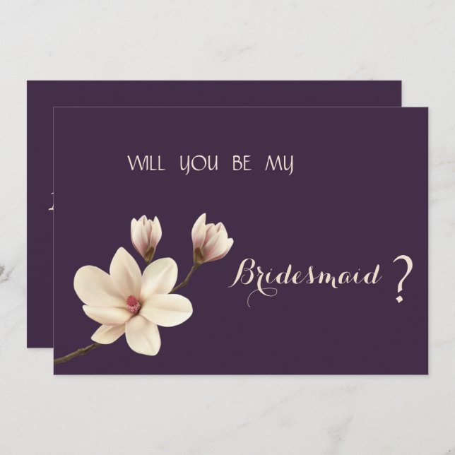 Elegante Chic Magnolia Bridesmaid Card Einladung (Vorne/Hinten)