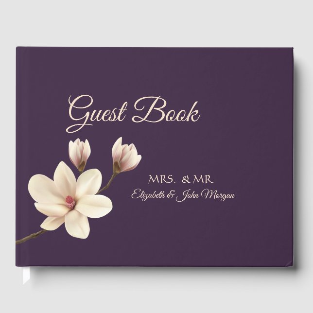 Elegante Chic Magnolia Wedding Gästebuch (Vorderseite)