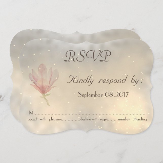 Elegante Chic Magnolia Wedding RSVP Card Einladung (Vorne/Hinten)