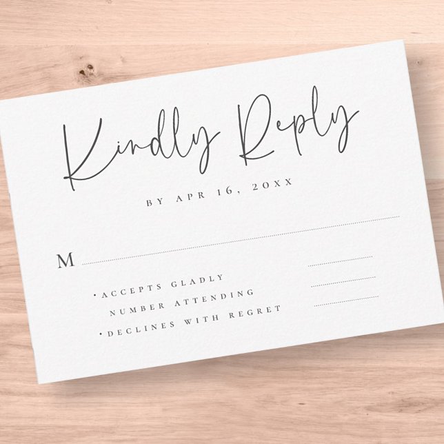Elegante Chic Modern Simple Typografy Wedding RSVP Karte (Von Creator hochgeladen)