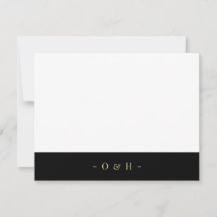 Elegante Chic Monogram Gold Black Wedding Note Car Mitteilungskarte