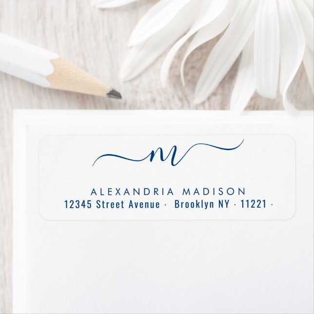 Elegante Chic Monogram Navy Blue Modern Typografy (Insitu)