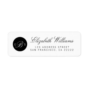 Elegante Chic Monogram-Rücksendeadressen-Aufkleber