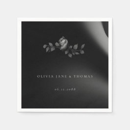 Elegante Chic Moody Black Rose Blumenhochzeit Serviette