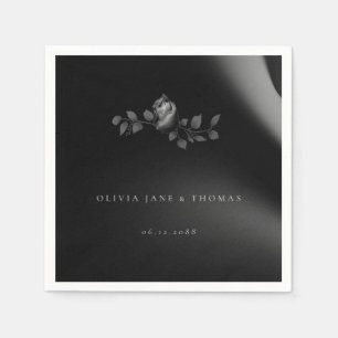 Elegante Chic Moody Black Rose Blumenhochzeit Serviette