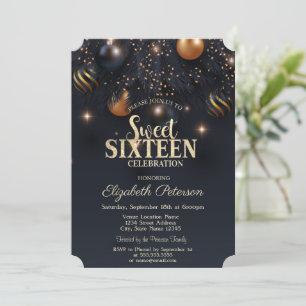 Elegante Chic Ornaments Sweet 16 Einladung