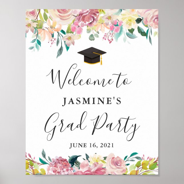 Elegante Chic Pastel Blumenstudium Party Unterschr Poster (Vorne)