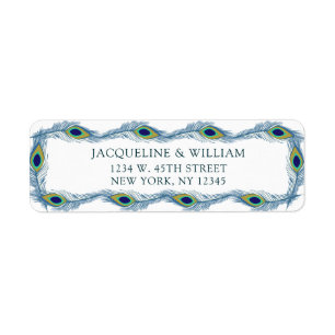 Elegante Chic Peacock Watercolor Rücksendeadresse