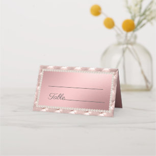 Elegante Chic Perlen Rosa Roségold  Platzkarte