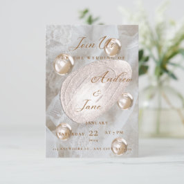 Elegante Chic Perlen- und Goldfolien-Hochzeitseinl Dankeskarte