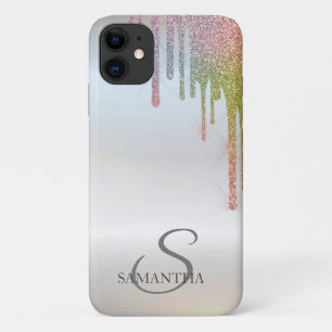 Elegante Chic Rainbow Glitzer Tropfen Silver Case-Mate iPhone Hülle