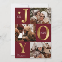 Elegante Chic Red Gold Foto Collage Jockey Weihnac