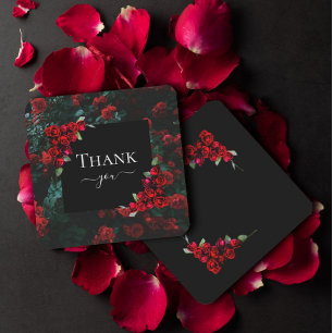 Elegante Chic Romantic Danke Rote Rosen Floral Mitteilungskarte