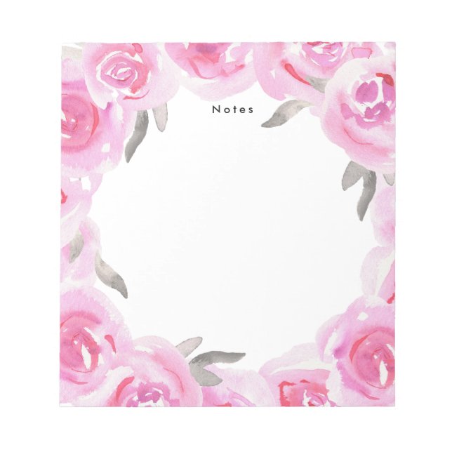 Elegante Chic Romantische Rosa Blume Notizblock (Vorderseite)