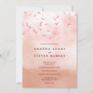 Elegante Chic Rose Gold Blätter Abstrakt Hochzeit Einladung