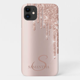 Elegante Chic Rose Gold Glitzer Tropfen Case-Mate iPhone Hülle