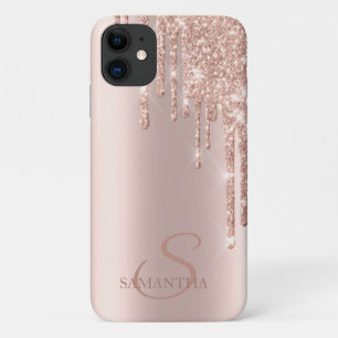 Elegante Chic Rose Gold Glitzer Tropfen Case-Mate iPhone Hülle